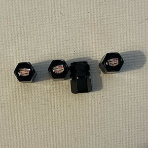 Cadillac Logo Valve Stem Caps in Black set of 4 NWT